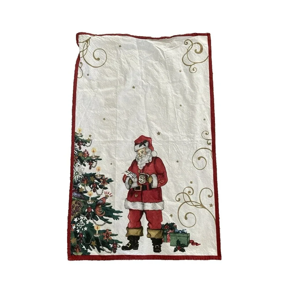 WILLIAMS SONOMA CHRISTMAS SANTA TEA TOWEL COTTON 30